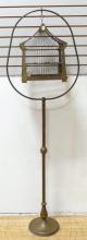 VINTAGE BRASS BIRDCAGE ON STAND