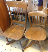 TWO MISSION OAK OFFICE CHAIRS