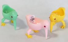 THREE BAKELITE "BIRD" EGG CUPS