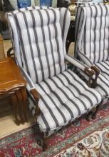 PAIR OF WING-BACK ARMCHAIRS