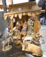 CARVED ITALIAN WOODEN NATIVITY SET