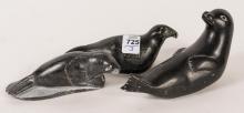 THREE INUIT SOAPSTONE "SEAL" CARVINGS
