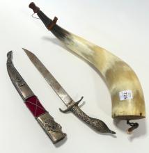 MIDDLE EASTERN KNIFE AND POWDER HORN