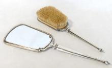 ART DECO STERLING BRUSH AND MIRROR