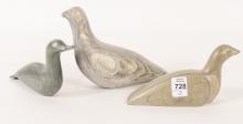THREE INUIT SOAPSTONE "BIRD" CARVINGS