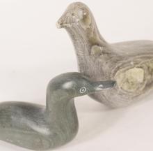 THREE INUIT SOAPSTONE "BIRD" CARVINGS