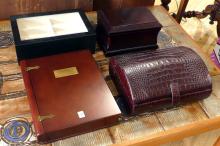 JEWELLERY BOXES, BOOK BOX AND WATCH ORGANIZER