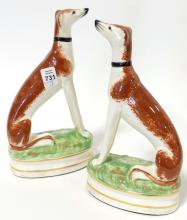 PAIR OF STAFFORDSHIRE FIGURES AND PEN STAND