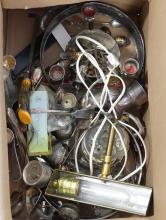 BOX LOT OF SILVERPLATE AND METALWARE