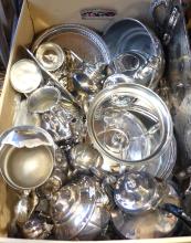 BOX LOT OF SILVER PLATE