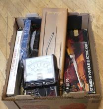 TWO BOX LOTS OF COLLECTIBLES AND WASTE BIN