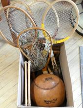 RACQUETS, MEDICINE BALL AND NET