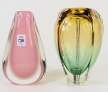 TWO MCM ART GLASS VASES