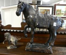 TWO T'ANG HORSE SCULPTURES