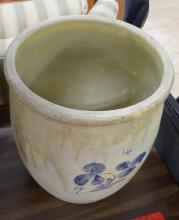 TWO EGMONDVILLE STONEWARE POTTERY CROCKS