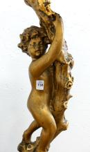 GILDED CERAMIC PEDESTAL