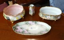 FOUR PIECES OF HAND-PAINTED PORCELAIN