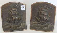 PAIR OF BRONZE "SHIP" BOOKENDS