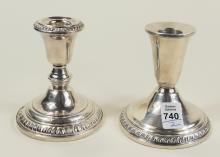 TWO STERLING CANDLEHOLDERS