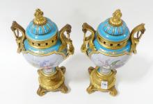 PAIR OF SEVRES URNS