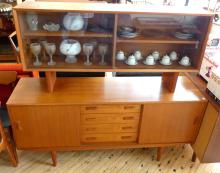 DANISH TEAK CREDENZA WITH HUTCH TOP