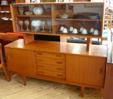 DANISH TEAK CREDENZA WITH HUTCH TOP