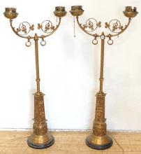 PAIR OF ELECTRIFIED FLOOR OIL LAMPS