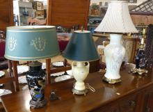 FOUR CERAMIC TABLE LAMPS
