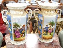 PAIR OF ANTIQUE FRENCH PORCELAIN VASES