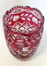 BOHEMIAN OVERLAY CRYSTAL VASE