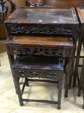 PAIR OF CHINESE ROSEWOOD NESTING TABLES