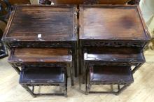 PAIR OF CHINESE ROSEWOOD NESTING TABLES