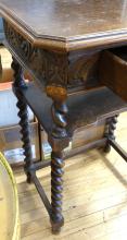 CARVED OAK TELEPHONE TABLE AND STOOL