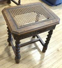 CARVED OAK TELEPHONE TABLE AND STOOL