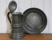 PEWTER JUG AND CHARGER