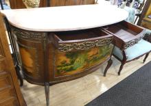 SPANISH MARBLE TOP CONSOLE CABINET