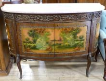 SPANISH MARBLE TOP CONSOLE CABINET