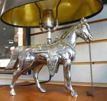 TWO METAL "HORSE" LAMPS