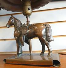 TWO METAL "HORSE" LAMPS