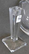 CRYSTAL VASE AND TWO CANDLESTICKS