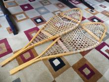 PAIR OF WOODEN SNOWSHOES