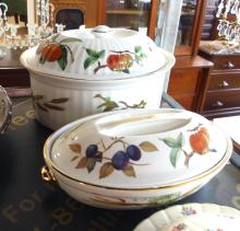"EVESHAM" COVERED CASSEROLES AND POTTERY BUTTER DISH
