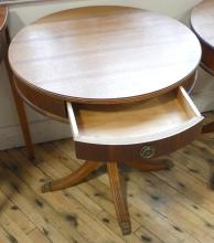 PAIR OF MAHOGANY DRUM TABLES