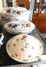 "EVESHAM" COVERED CASSEROLES AND POTTERY BUTTER DISH