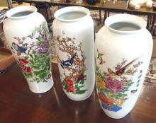 THREE LARGE CHINESE PORCELAIN VASES