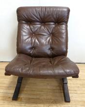 NORWEGIAN BENTWOOD LEATHER CHAIR