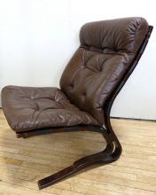 NORWEGIAN BENTWOOD LEATHER CHAIR