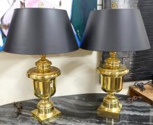PAIR OF LARGE BRASS TABLE LAMPS