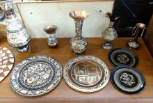 TURKISH COPPER VASES, TRAYS AND PLAQUES