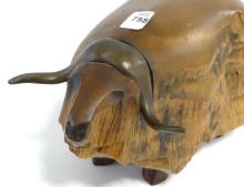 LEO GERVAIS "MUSK OX" WOOD SCULPTURE